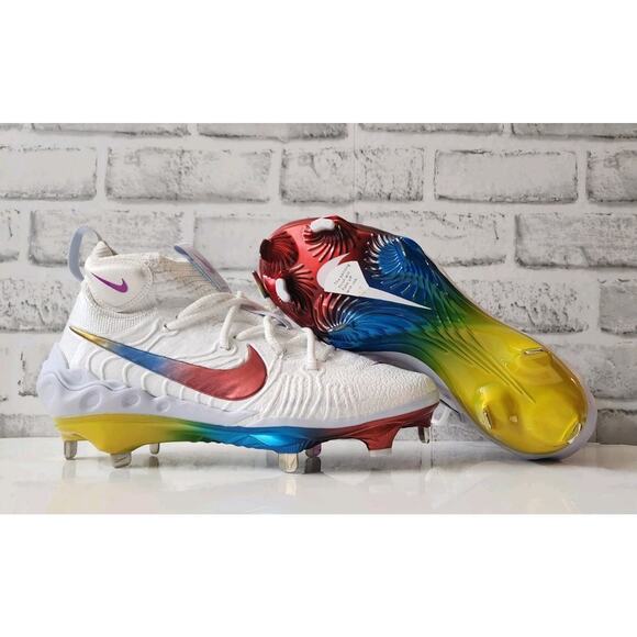 Nike Alpha Huarache NXT White Rainbow Baseball Cleats Men's Size 7 DJ6517-106 - Picture 1 of 6